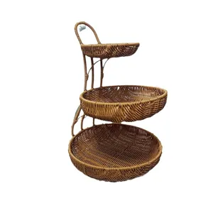 Καλάθι φρούτων 3 επιπέδων από συνθετικό ρατάν διοργανωτής κουζίνας σαλόνι
