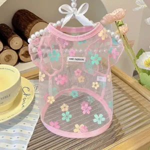 Carino gilet in rete per cani margherita vestiti estivi traspiranti per cuccioli piccoli.