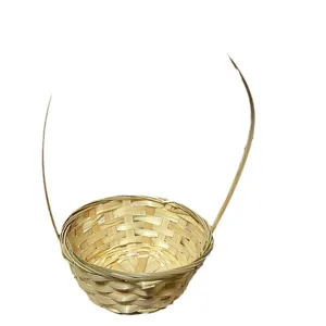 Cesta de flores de bambu tejida a mano con asa larga para decoracion de bodas fiesta principal