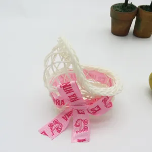 Mini plastic woven flower cart basket for wedding decor, DIY storage and desktop display.