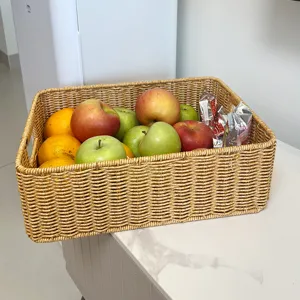 Gevlochten opbergmand voor het bureau, ideaal voor snacks, fruit en het organiseren thuis.