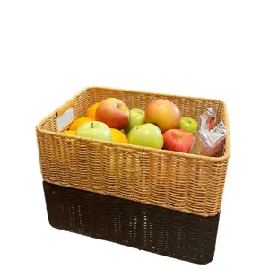 Gevlochten opbergmand imitatie rattan desktop organizer bak voor huishoudelijk fruit en snack