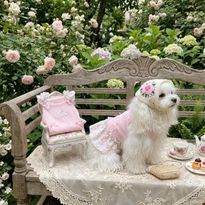 Estate nuovo stile dopamina canotta per animali con set cappello floreale cani gatti.