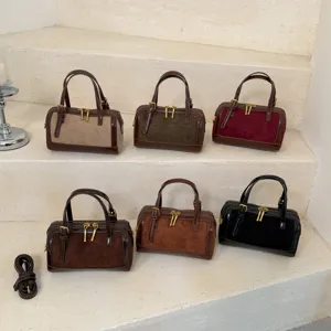 Bolso de hombro retro para mujer elegante de cuero PU con asa superior bandolera diaria.