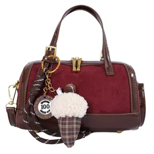 Bolso tipo almohada marron y burdeos vintage mujer bolso de mano bandolera estilo principal