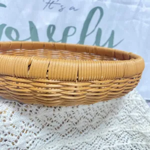 Cestino portaoggetti in rattan imitazione intrecciato a mano vassoio frutta rotondo casa