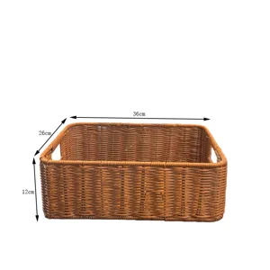 Plastik Rattan Gewebt Aufbewahrung Korb Organizer 36x26x12cm Detailansicht Haushalt
