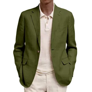 Men's olive green blazer business casual long sleeve lapel suit jacket spring autumn