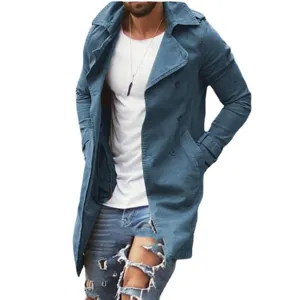 Trench coat da uomo slim fit di lunghezza media giacca casual primaverile alla moda