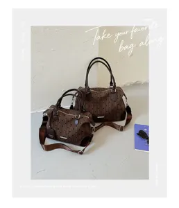 Sac à bandoulière pour femme à motif pois rétro, sac fourre-tout tendance élégant et décontracté.