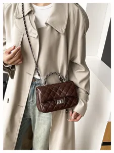 Borsa a Tracolla Donna Trapuntata con Catena in Pelle PU Borsa a Mano Elegante Chic