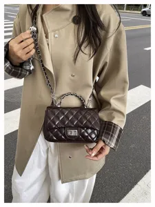 Borsa a Tracolla Trapuntata da Donna in PU con Catena Borsa Moda Autunnale Elegante
