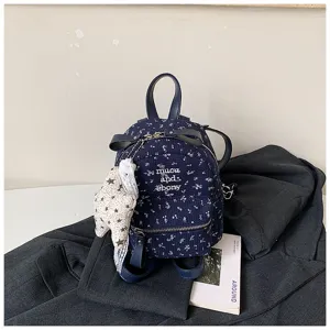 Sac à dos mini en velours côtelé à fleurs mignon style japonais, mode automne.