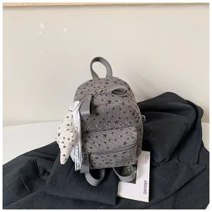 Sac à dos mignon japonais en velours côtelé imprimé étoiles sac d'école décontracté pour femme