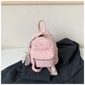 Sac à dos mignon avec imprimé étoile pour femme, mini sac rose tendance pour automne casual.