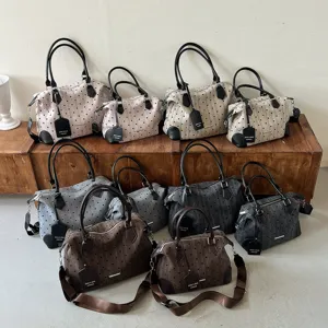 Sac à main rétro à pois bandoulière élégant cabas décontracté sac fourre-tout pour femme