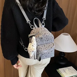 Sac à dos mignon style japonais imprimé étoiles pour femme, mode et grande capacité.