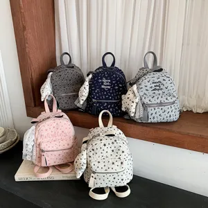 Mini sac à dos japonais mignon à imprimé étoiles pour femme, petit sac casual tendance et élégant.