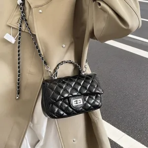 Borsa a tracolla trapuntata nera catena moda borsa pu donna elegante per commuting