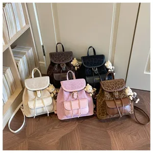 Korean style casual women backpack 2026 new trendy minimalist fashion daily shoulder bag cute bear