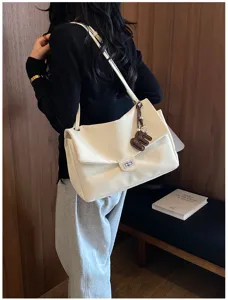 Borsa a spalla minimalista chic da donna, grande shopper capiente e borsa sottoascella.