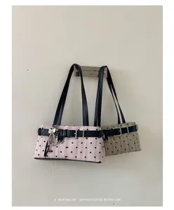 Minimalistische retro polkadot schoudertas voor dames, chique vintage gesp onderarmtas