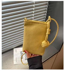 Borsa a tracolla mini monocolore minimalista da donna, elegante borsa porta telefono in pelle.