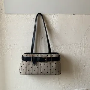 Niche Ontwerp Polka Dot Onderarmtas Voor Vrouwen Retro Riem Gesp Schoudertas Cyberpunk Motorfiets Y2K Rits Handtas