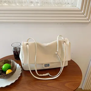 Borsa a Spalla Quadrata in Pelle PU Casual Trama Intrecciata Borsa Tote Sottoascellare Con Chiusura a Scatto da Donna Abbinamento Quotidiano
