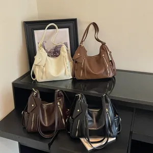 Stylish large capacity women shoulder bag PU leather casual hobo handbag with coin purse