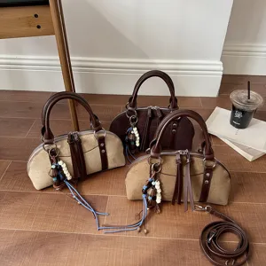 Retro canvas handtas voor dames, trendy schoudertas met franjes voor dagelijks gebruik.
