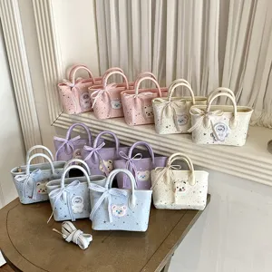 Cute cartoon bear patch handbag for women, sweet style shoulder crossbody bag daily use.