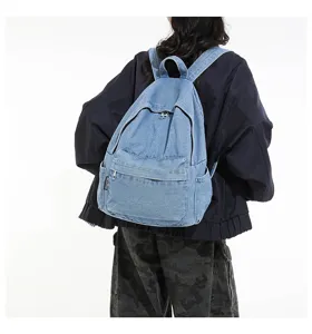 Vintage grote capaciteit denim rugzak voor dames, casual schooltas en hippe reistas.