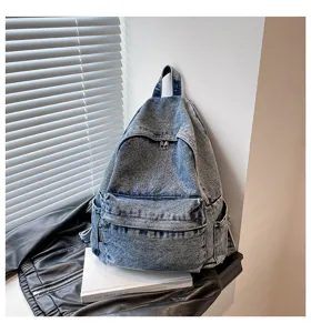 Vintage grote capaciteit denim rugzak voor vrouwen school casual canvas boek tas.