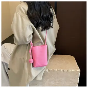 Borsa a tracolla minimalista rosa per donna, mini borsa elegante in ecopelle PU per passeggiate.
