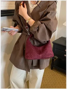 Bolso de mano minimalista francés de cuero tejido para mujer, elegante bolso burdeos.