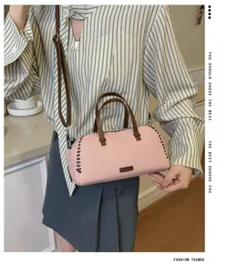 Chique dames Boston tas retro contrastkleur schoudertas crossbody tas dagelijks.