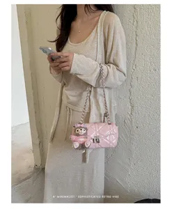 Chique gewatteerde ketting crossbody tas voor dames Koreaanse stijl elegante schoudertas beer.
