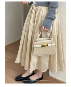 Minimalist retro style women top handle crossbody bag elegant commuter daily handbag