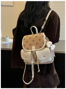 Korean style polka dot women backpack large capacity casual commuter book bag chic daily wear