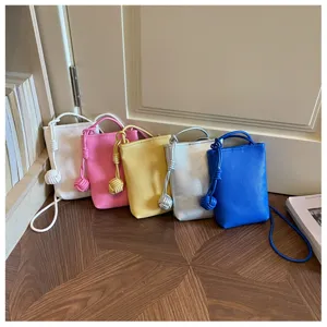 Borsa a tracolla mini monocolor chic da donna, elegante borsetta porta cellulare in pelle con nodo.