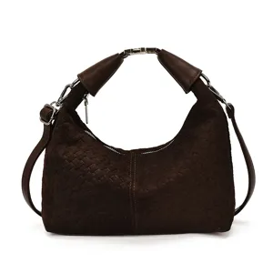 Bolso de hombro tejido marrón para mujer bolso hobo minimalista elegante bolso diario