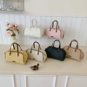 Vrouwen mode retro kleurenblok boston tas schoudertas handtas stijlvol dagelijks