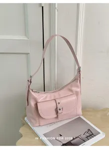 Borsa a tracolla sotto l'ascella in pelle verniciata retro coreana, elegante borsa casual da donna.