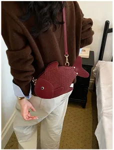 Cute fish shaped crossbody bag for women, Japanese style PU leather purse with unique design.