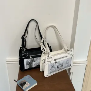 Japanischer Stil süße unterarm Schultertasche Ita Bag mit klarem Manga Fach.