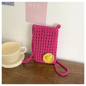 Handgemachte gehäkelte Handytasche stylische Umhängetasche für Damen im Sommer schön.