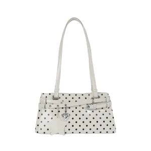 Fashion minimalist polka dot shoulder bag, retro sweet style handbag for summer daily commute.