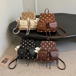 Korean style polka dot backpack women large capacity casual school bag commuter bookbag