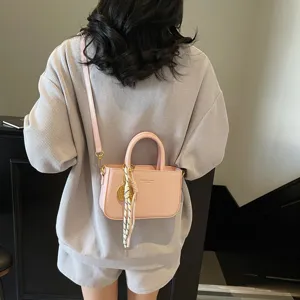 Vrouwen roze kleine vierkante handtas retro schoudertas stijlvolle crossbody handtas